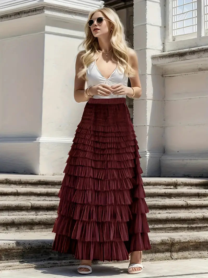 Matilde Ruffelrok | Lange tule Trendy rok-Boutique Moda