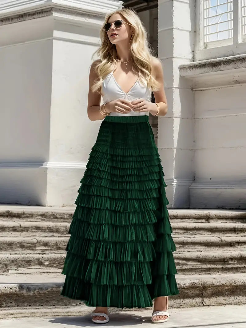 Matilde Ruffelrok | Lange tule Trendy rok-Boutique Moda