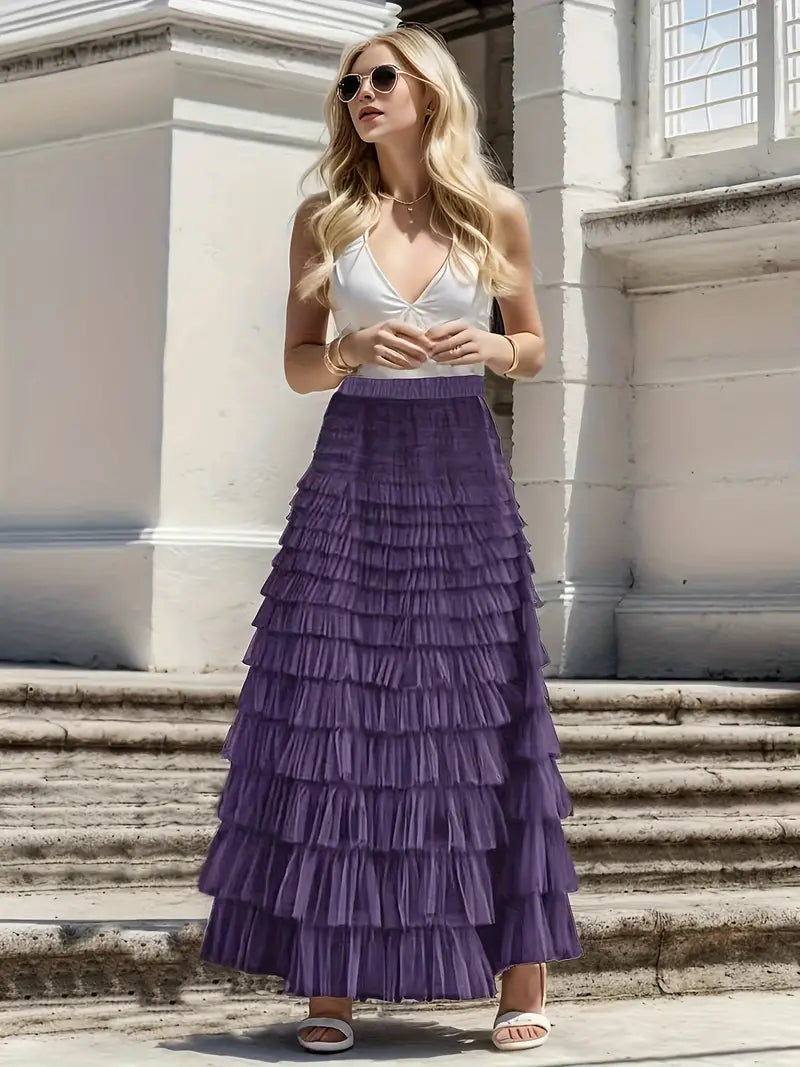 Matilde Ruffelrok | Lange tule Trendy rok-Boutique Moda