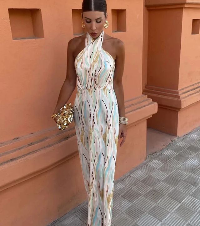 Maxi Jurk - Elegante Mouwloze Halternek Zomerjurk-Boutique Moda