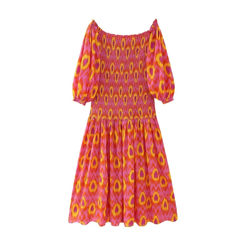 Maxi Jurk - Halve Mouw - Gerimpeld - Off Schouder Jurk - Zomer Jurk-Boutique Moda