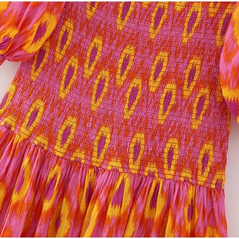 Maxi Jurk - Halve Mouw - Gerimpeld - Off Schouder Jurk - Zomer Jurk-Boutique Moda