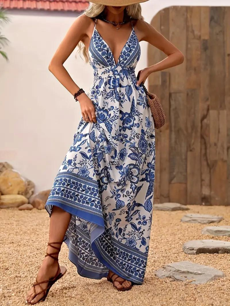 Maxi-Jurk, Rugloos, Bloemig Zomerjurkje, Zondresses-Boutique Moda