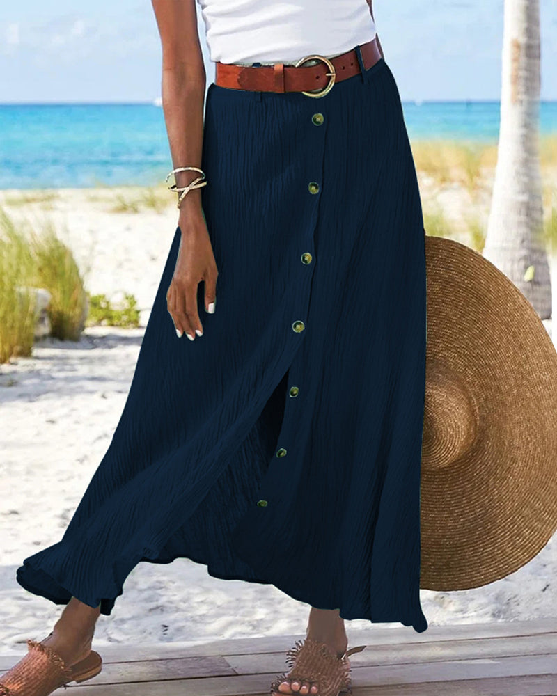 Maxi Rok | Button-Up | Riem | Lange Rok | Flowy Rok-Boutique Moda