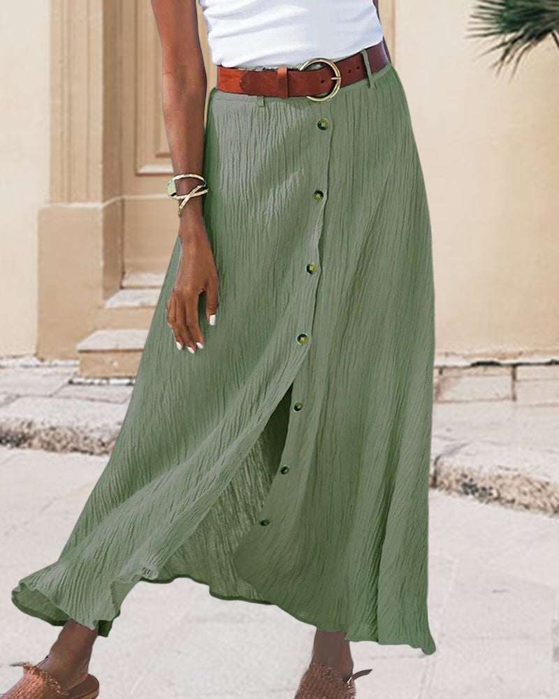 Maxi Rok | Button-Up | Riem | Lange Rok | Flowy Rok-Boutique Moda
