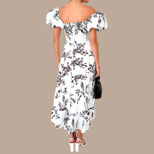 Maxi-jurk | Bloemenprint | Pofmouwen | Off-shoulder jurk | Maxi-zomerjurk-Boutique Moda