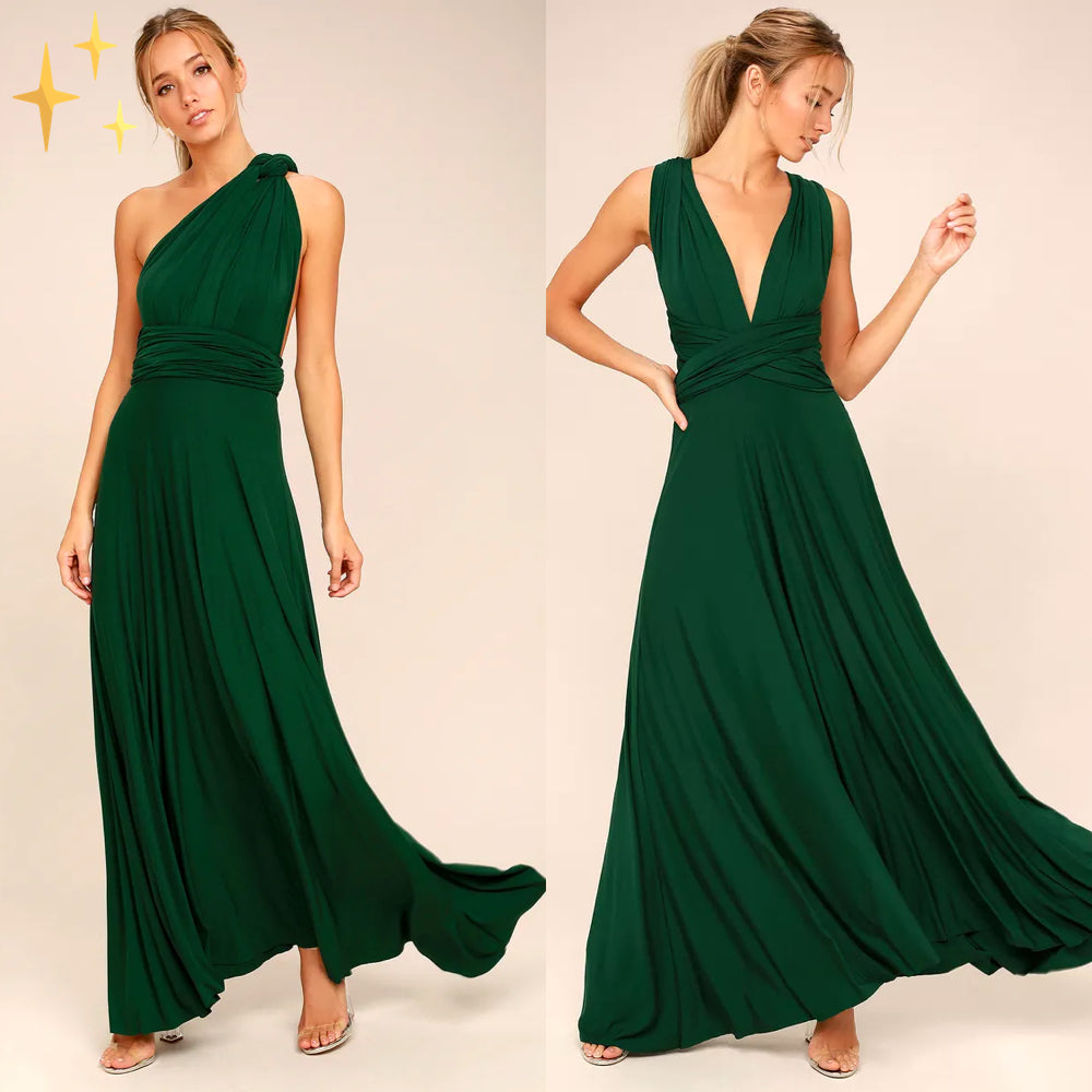 Maxi-jurk - Elegante, soepelvallende avondjurk voor dames, op meerdere manieren te dragen-Boutique Moda