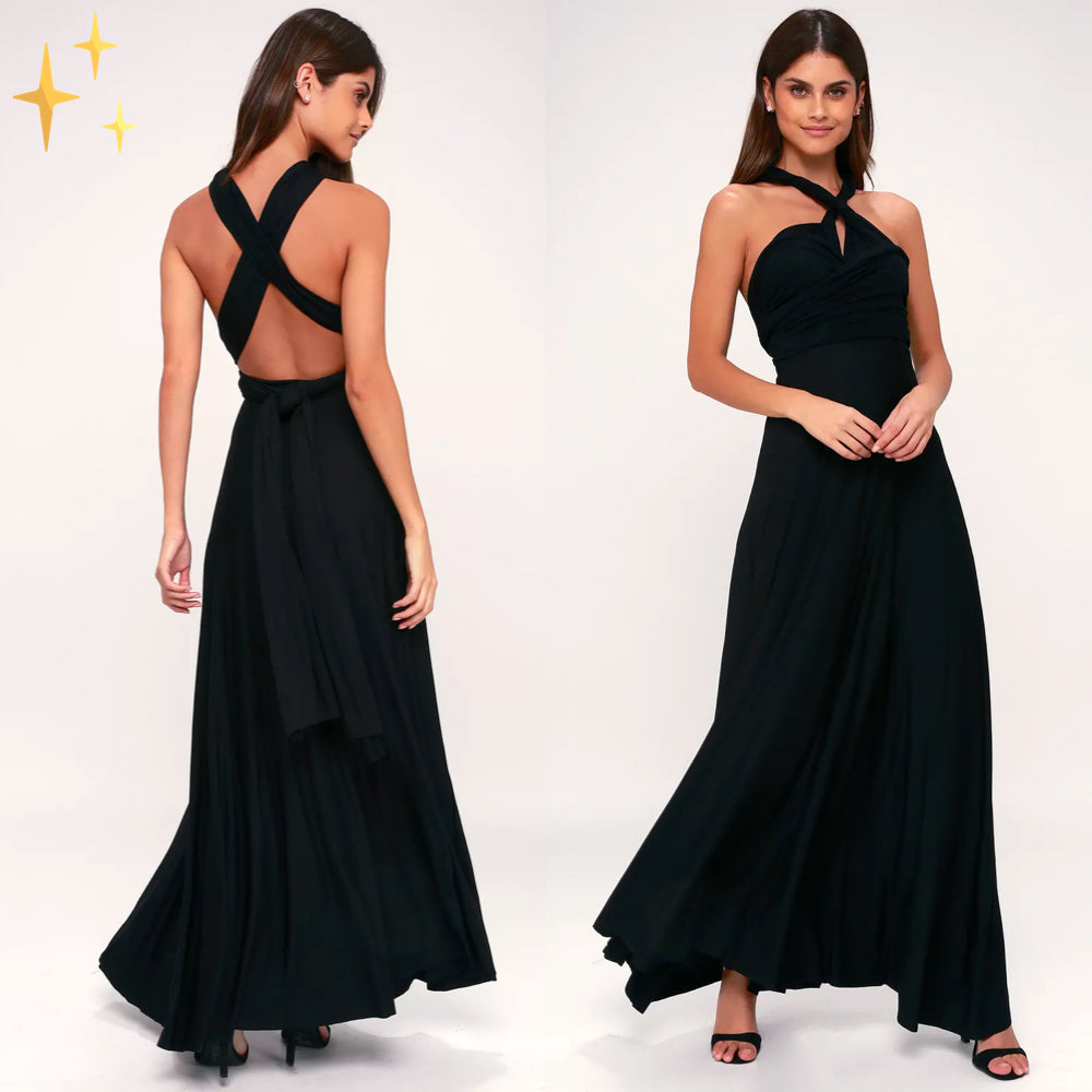 Maxi-jurk - Elegante, soepelvallende avondjurk voor dames, op meerdere manieren te dragen-Boutique Moda