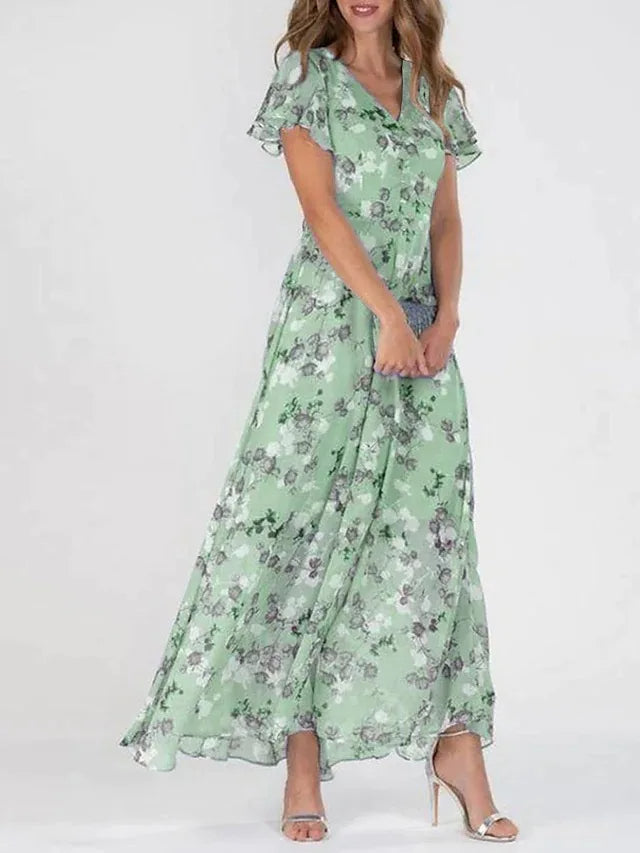 Maxi-jurk - Soepelvallend - Vlindermouwen - Bloemenjurk - Elegante jurk-Boutique Moda