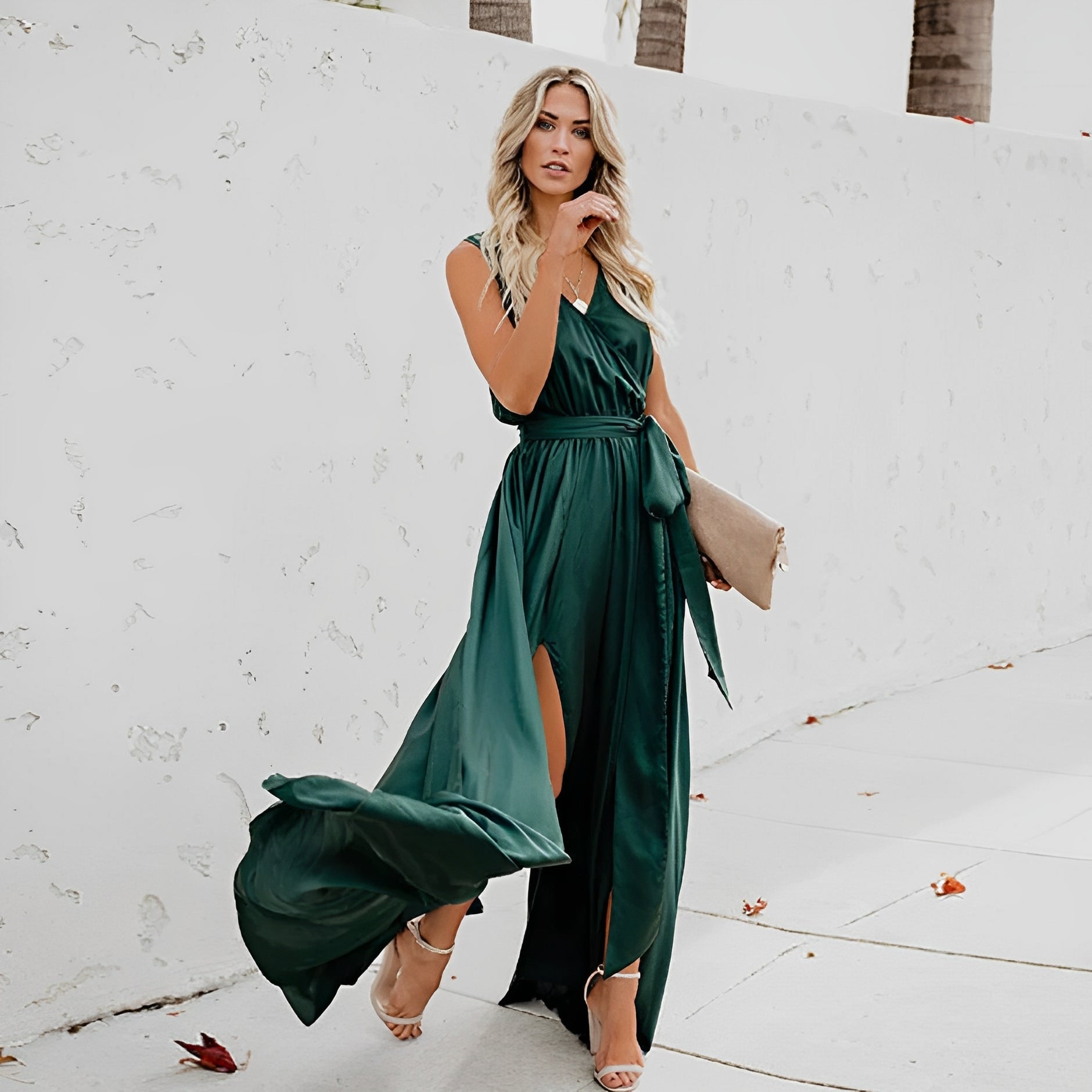 Maxi-jurk - Split - Strikt in de taille - Soepelvallende jurk - Zomerjurk-Boutique Moda