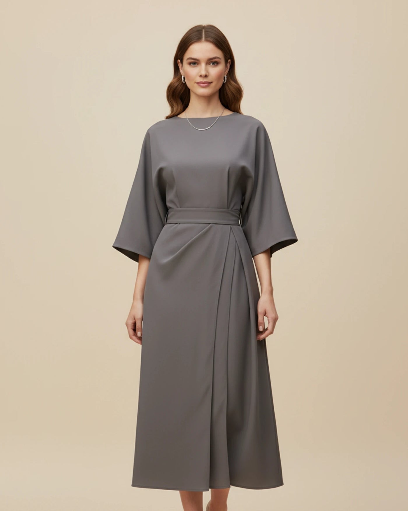 Maxi jurk dames – Wikkeljurk met wijde vleermuismouwen-Boutique Moda