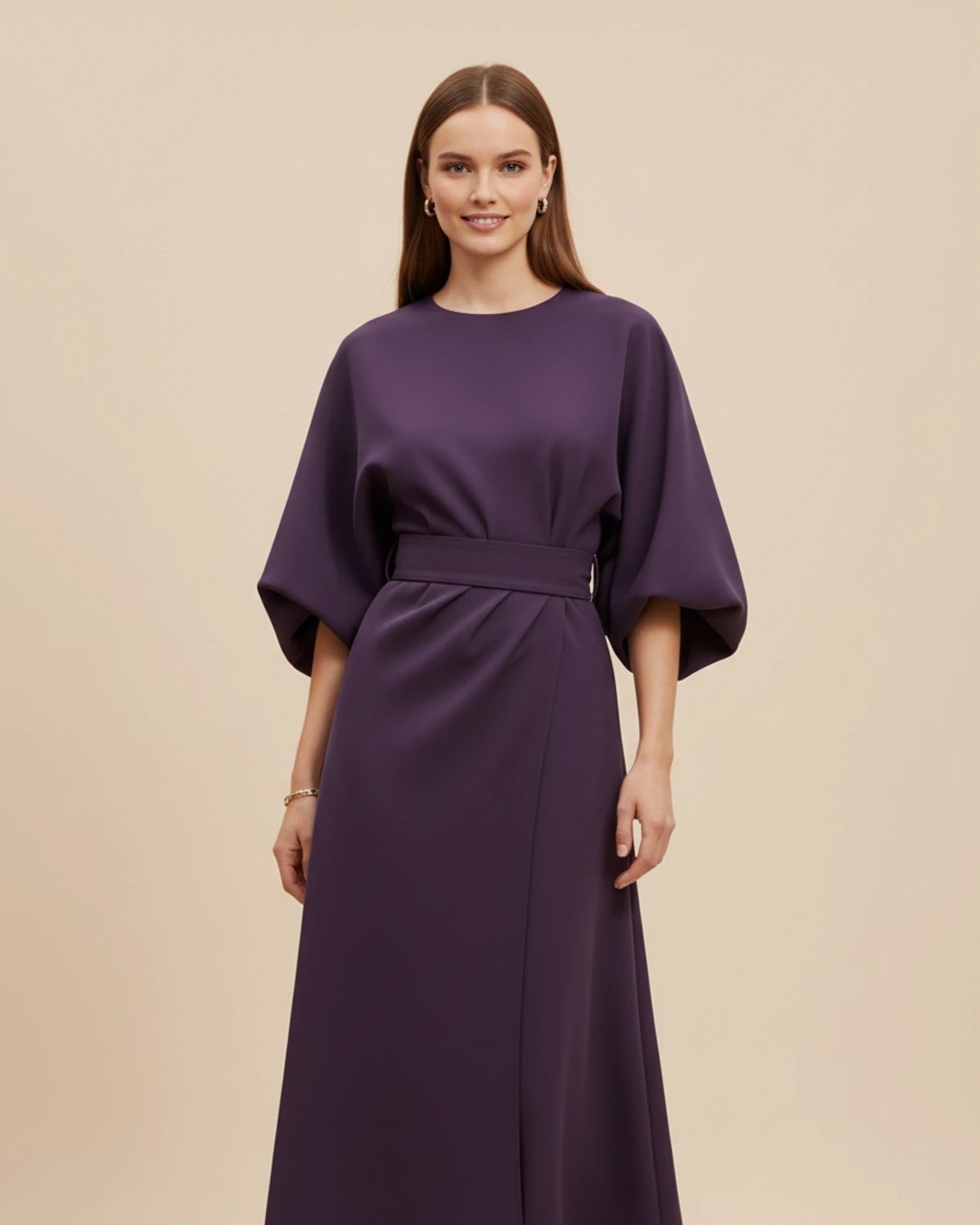 Maxi jurk dames – Wikkeljurk met wijde vleermuismouwen-Boutique Moda