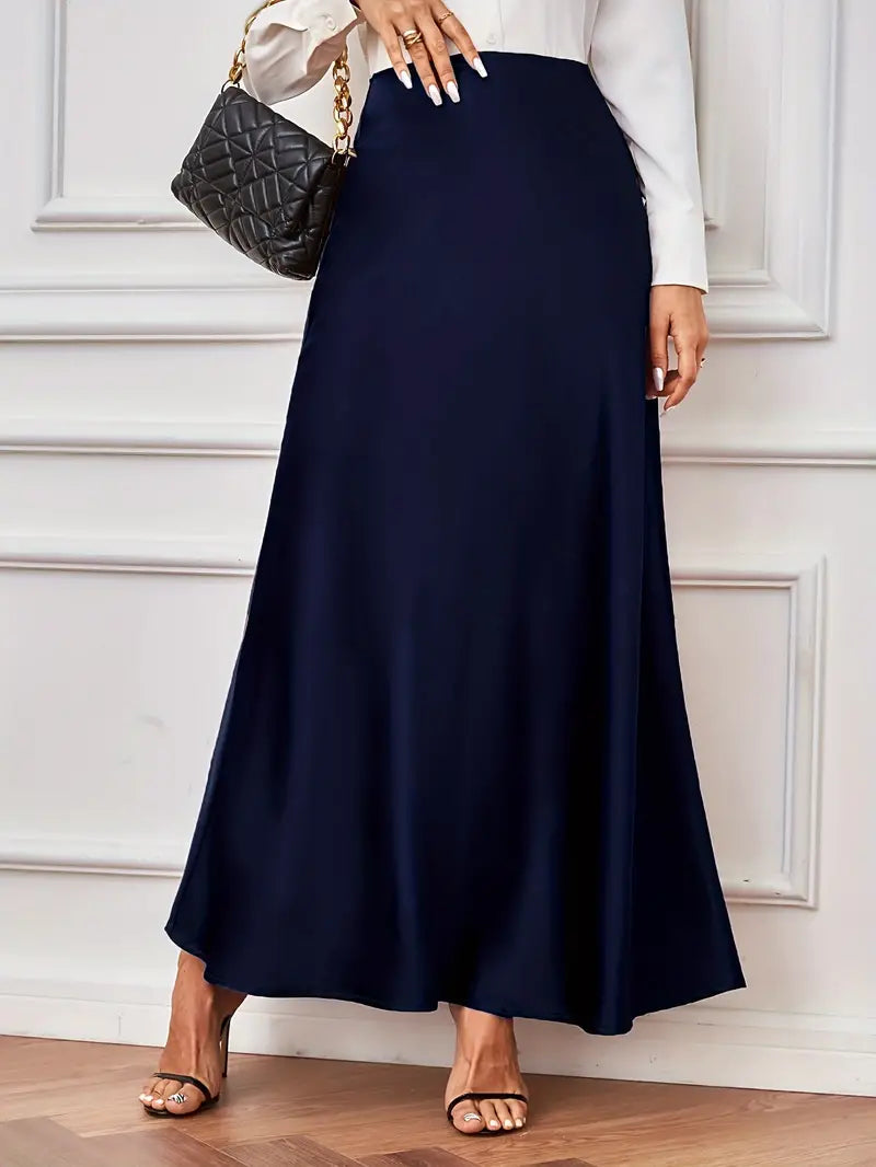 Maxi rok - A-lijn - Hoog getailleerd - Satijnen rok - Lange rokken-Boutique Moda
