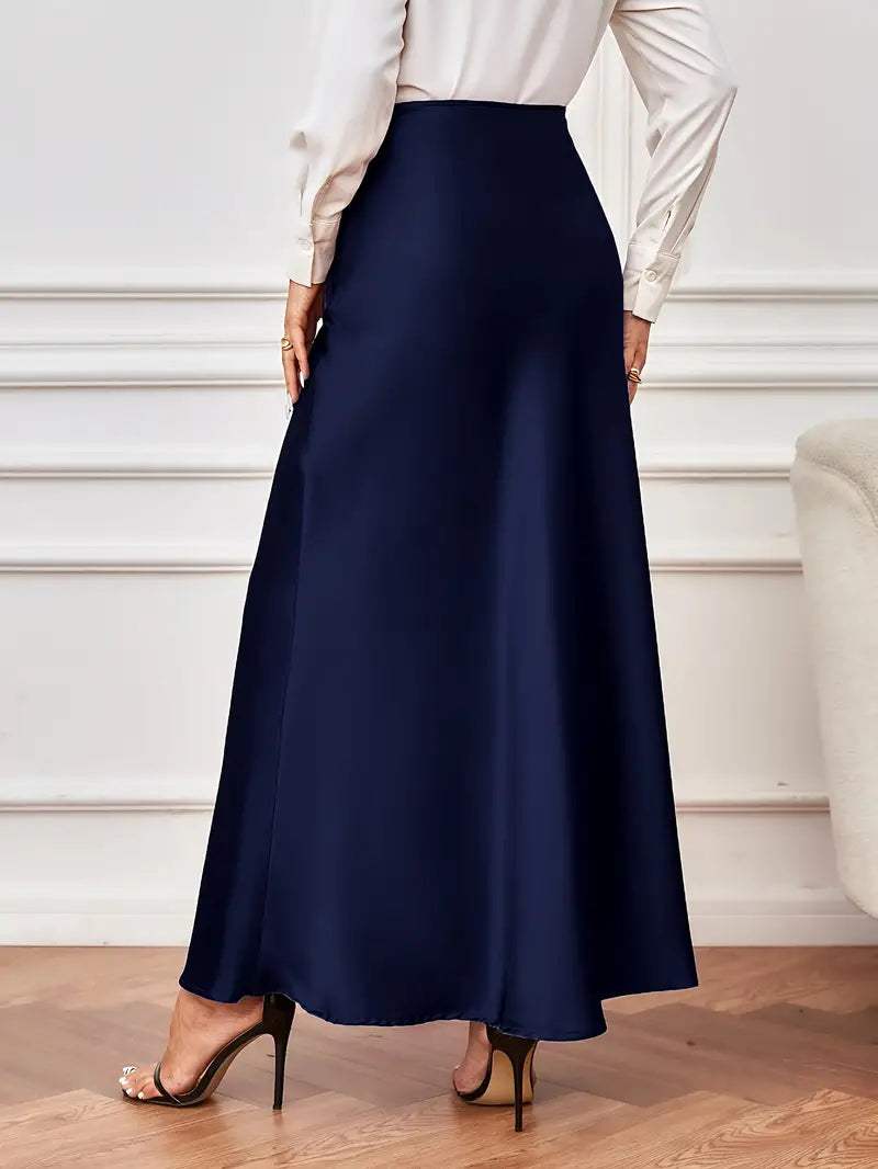 Maxi rok - A-lijn - Hoog getailleerd - Satijnen rok - Lange rokken-Boutique Moda