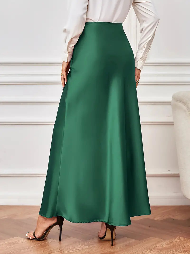 Maxi rok - A-lijn - Hoog getailleerd - Satijnen rok - Lange rokken-Boutique Moda