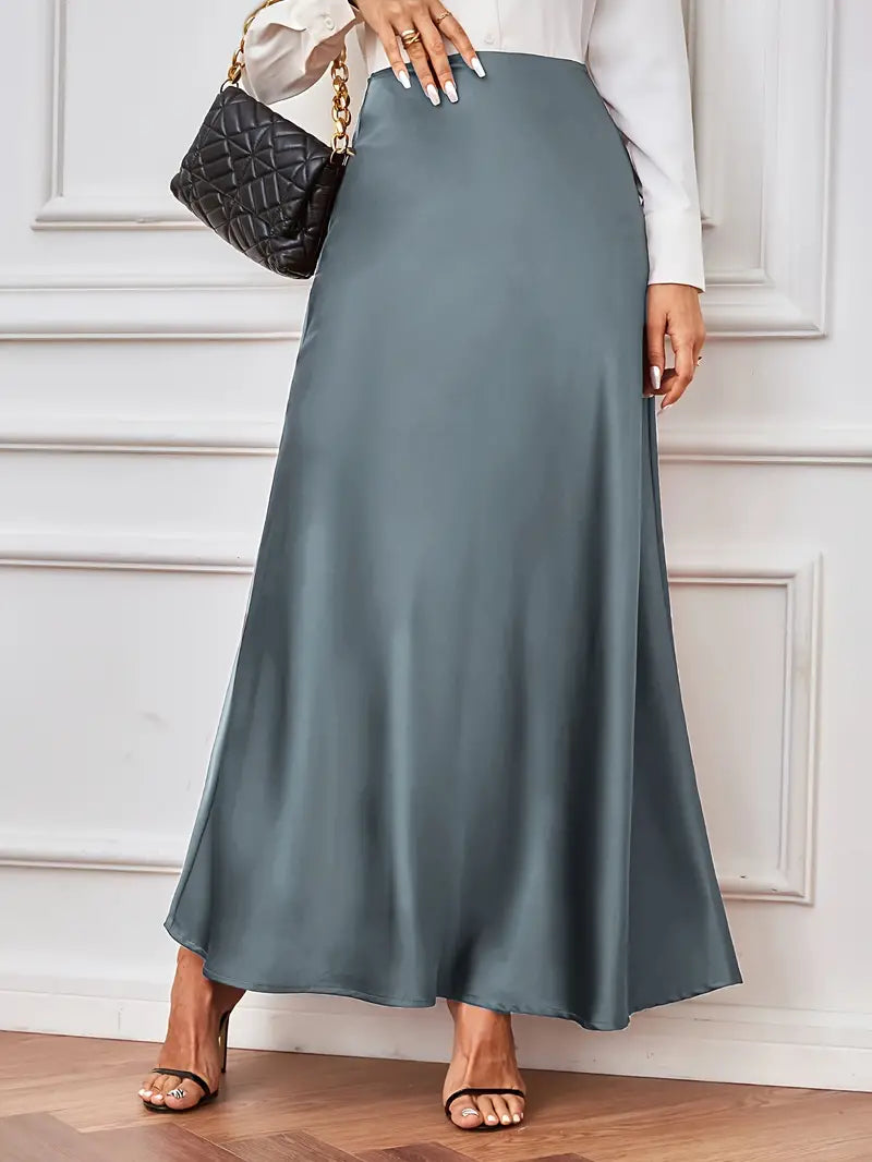 Maxi rok - A-lijn - Hoog getailleerd - Satijnen rok - Lange rokken-Boutique Moda