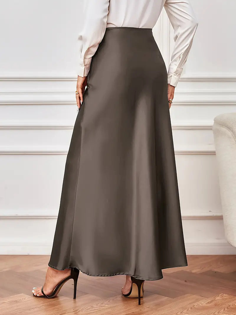Maxi rok - A-lijn - Hoog getailleerd - Satijnen rok - Lange rokken-Boutique Moda