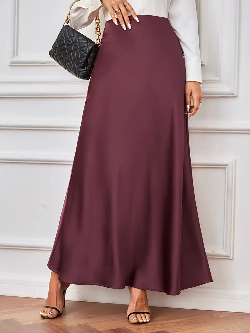 Maxi rok - A-lijn - Hoog getailleerd - Satijnen rok - Lange rokken-Boutique Moda