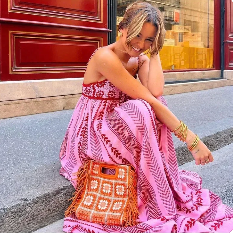 Maxi-zomerjurk | Roze | Losse pasvorm | Lange jurk | Zomerjurk-Boutique Moda