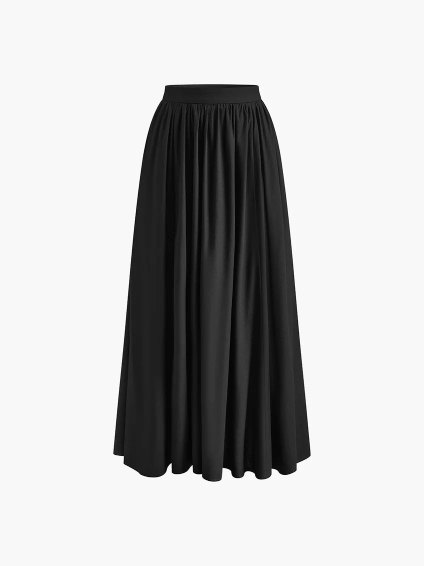 Maxirok - Soepelvallend - Met zakken - Rok met hoge taille - Plooienrok-Boutique Moda