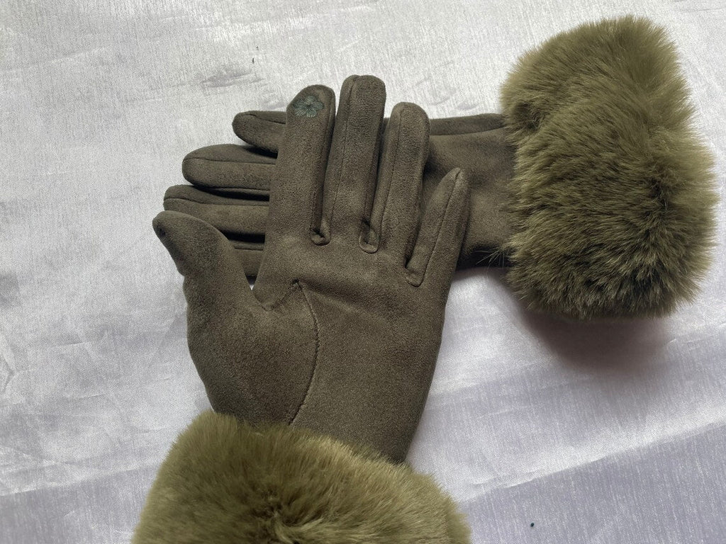 Met bont gevoerde handschoenen - Vrouwen Warme Faux Fur Fluwelen Winterhandschoenen-Boutique Moda