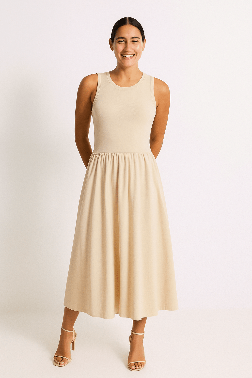 Midi-jurk | Effen | Mouwloos | Casual jurk | A-lijn jurk-Boutique Moda