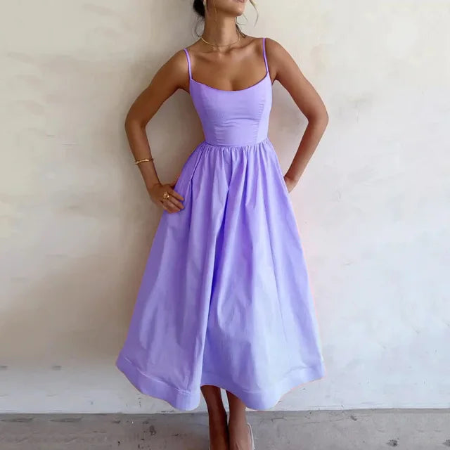 Midi-jurk - Mouwloze A-lijn korsetjurk voor dames-Boutique Moda