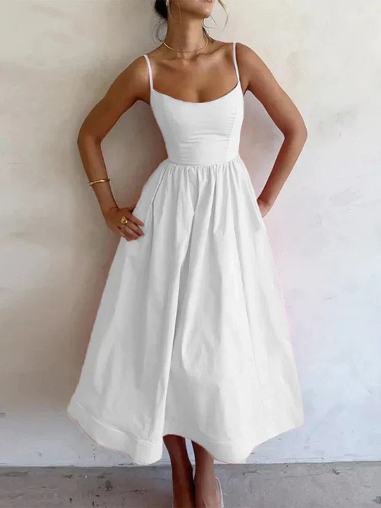 Midi-jurk - Mouwloze A-lijn korsetjurk voor dames-Boutique Moda