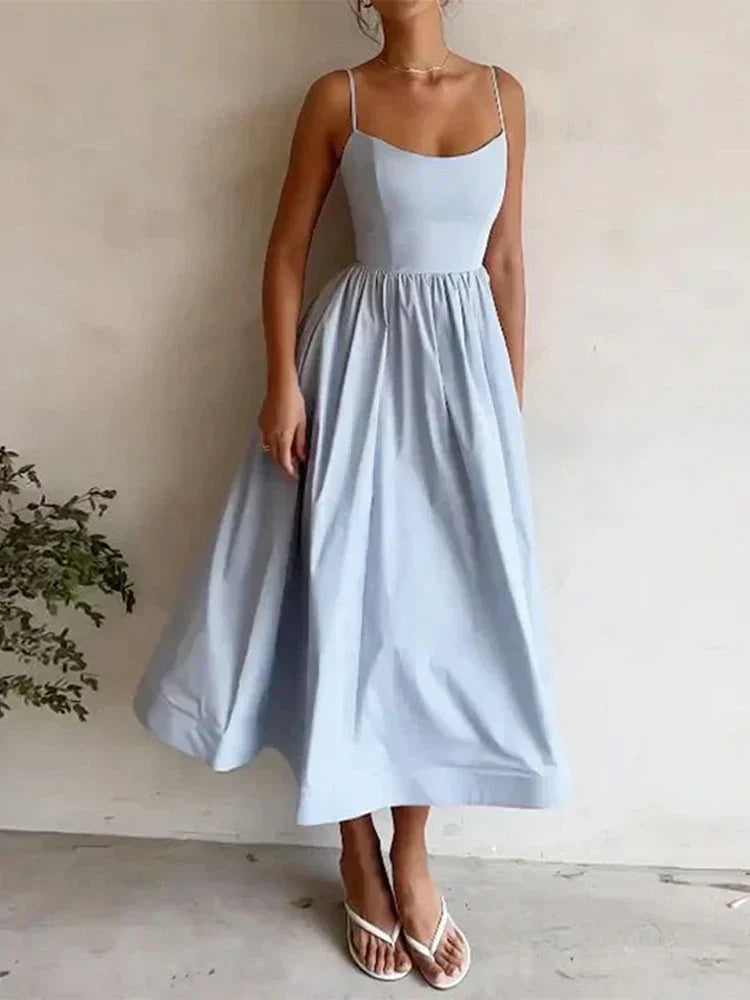 Midi-jurk - Mouwloze A-lijn korsetjurk voor dames-Boutique Moda