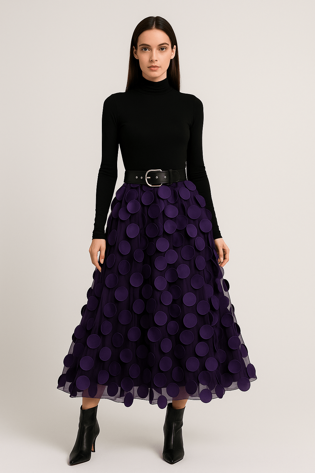 Midi-rok – damesrok met hoge taille en A-lijnsnit-Boutique Moda