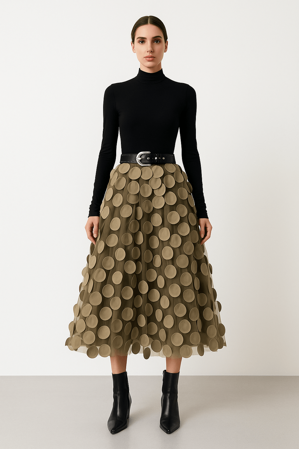 Midi-rok – damesrok met hoge taille en A-lijnsnit-Boutique Moda