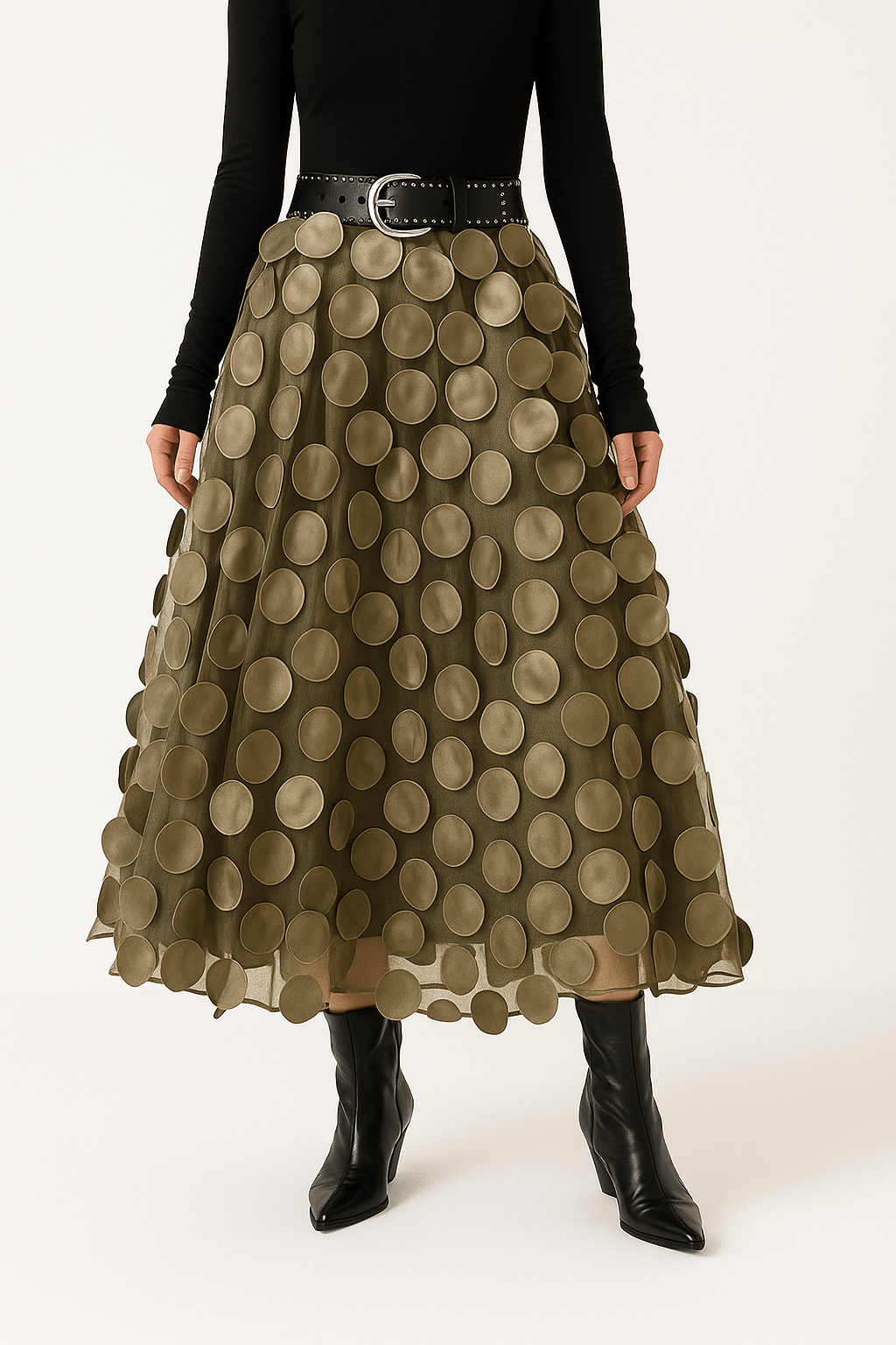 Midi-rok – damesrok met hoge taille en A-lijnsnit-Boutique Moda