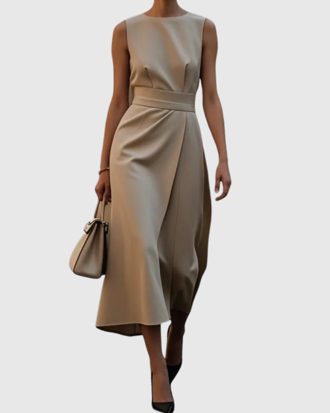 Midijurk | Mouwloos | Geplooid | Feestjurk | Elegante jurk-Boutique Moda