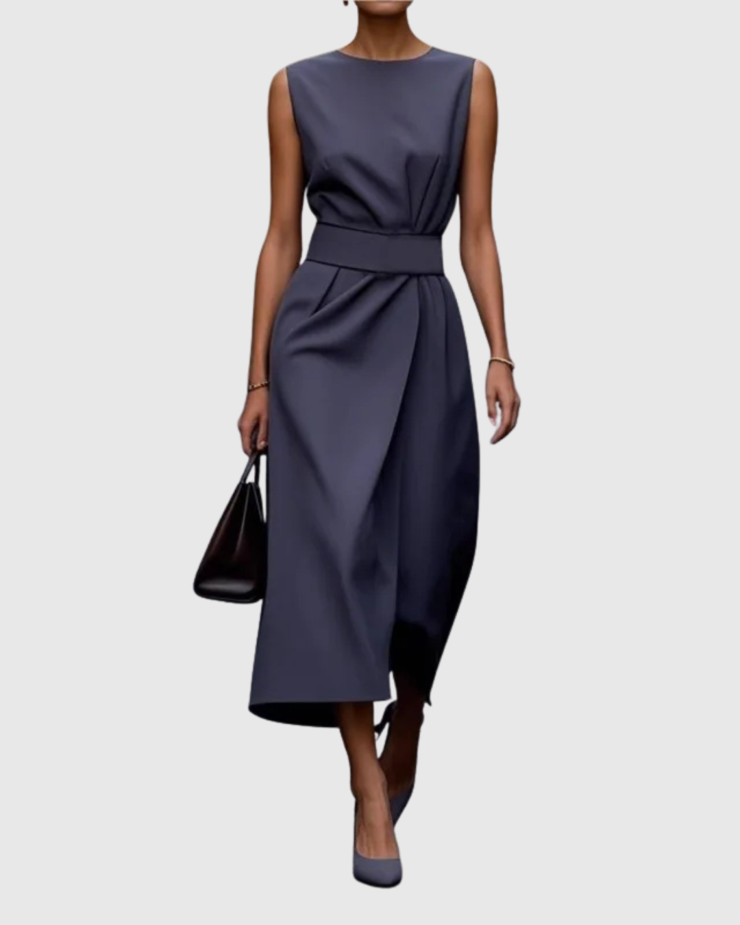 Midijurk | Mouwloos | Geplooid | Feestjurk | Elegante jurk-Boutique Moda