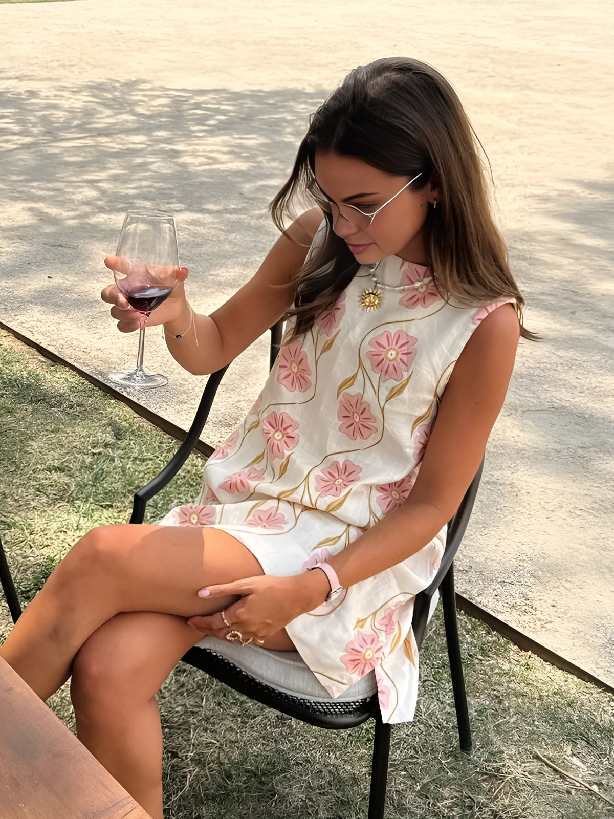 Mini-jurk | Mouwloos | Linnen | Bloemenjurk | Zomerjurk-Boutique Moda