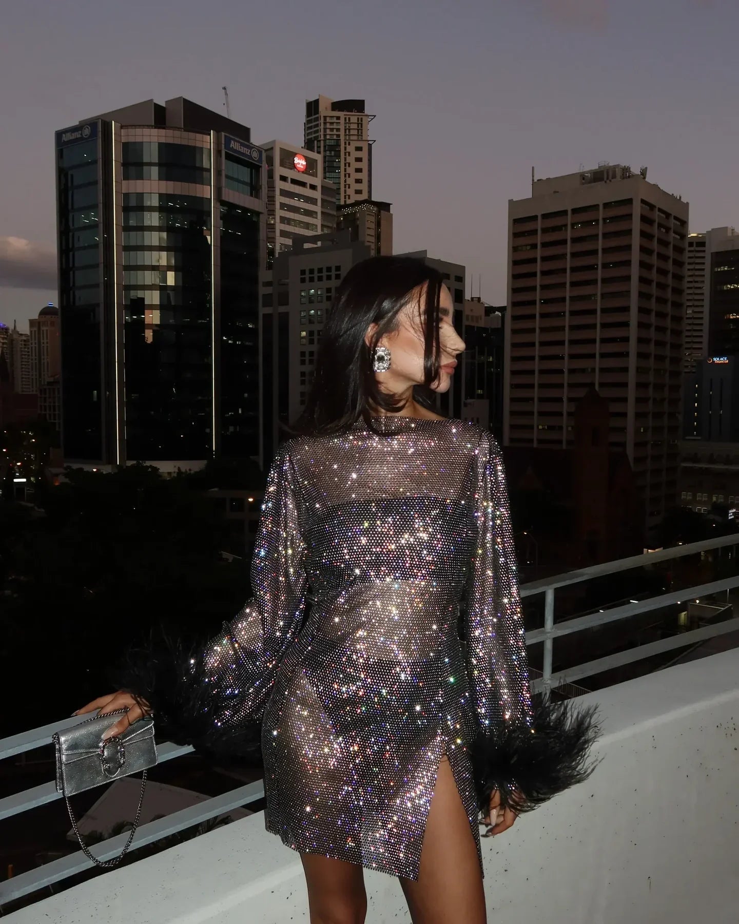 Minijurk | Mesh veren | Transparant feestjurkje-Boutique Moda