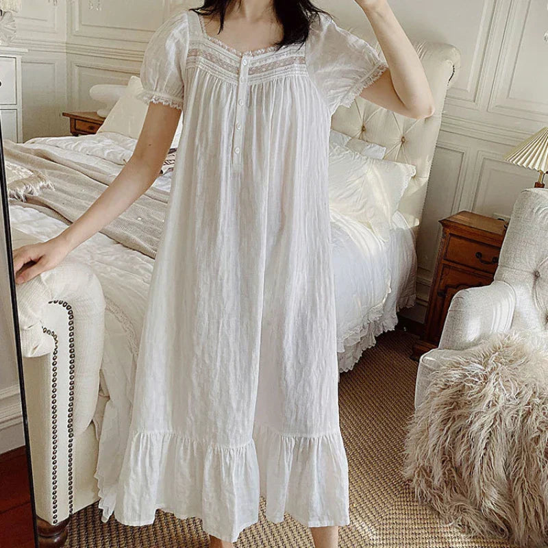 Nachtjurk | Wit | Lang | Nachtjapon | Nachtkleding voor dames-Boutique Moda