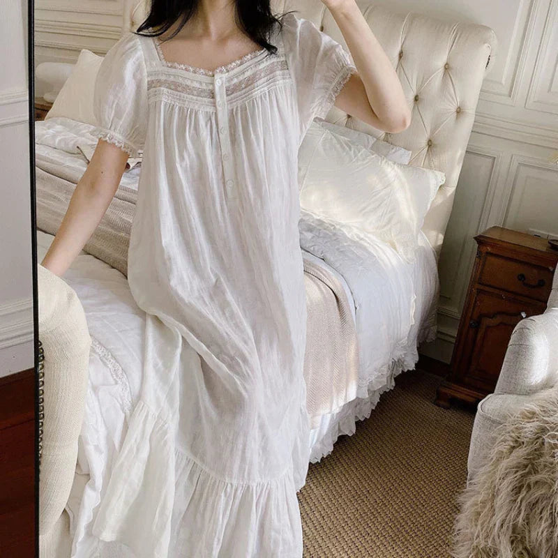 Nachtjurk | Wit | Lang | Nachtjapon | Nachtkleding voor dames-Boutique Moda