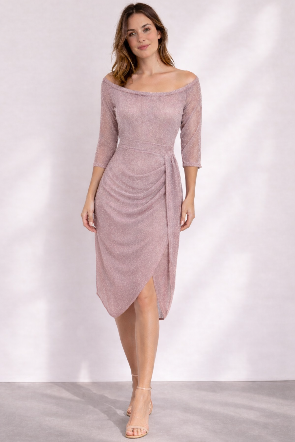 Off-shoulder jurk - Elegante wikkeljurk tot op de knie-Boutique Moda