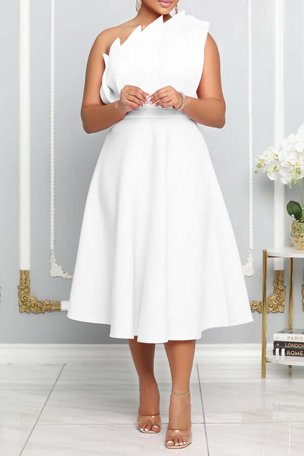 One Shoulder Jurk - Elegant - Midi - Cocktailjurk - Feestjurk-Boutique Moda