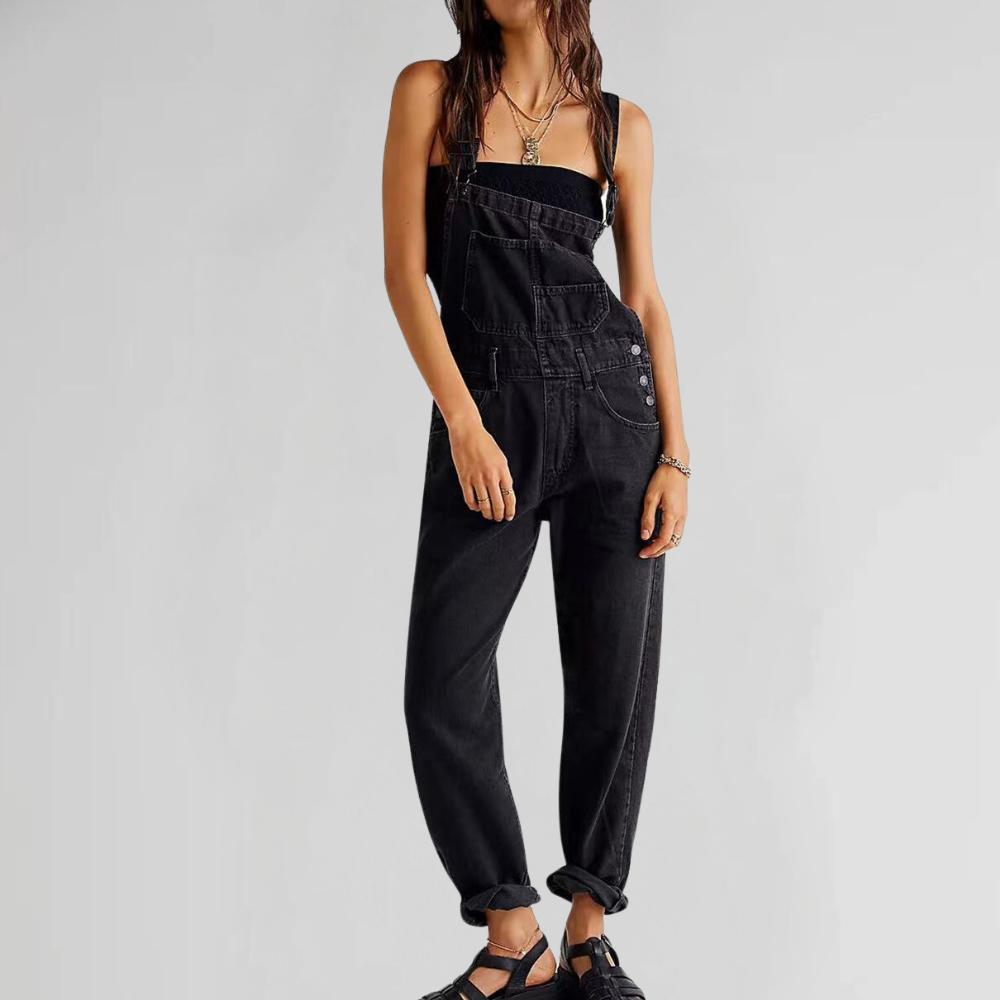Overalls voor dames - Casual overalls met relaxte pasvorm van denim-Boutique Moda
