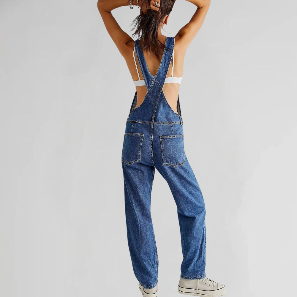 Overalls voor dames - Casual overalls met relaxte pasvorm van denim-Boutique Moda