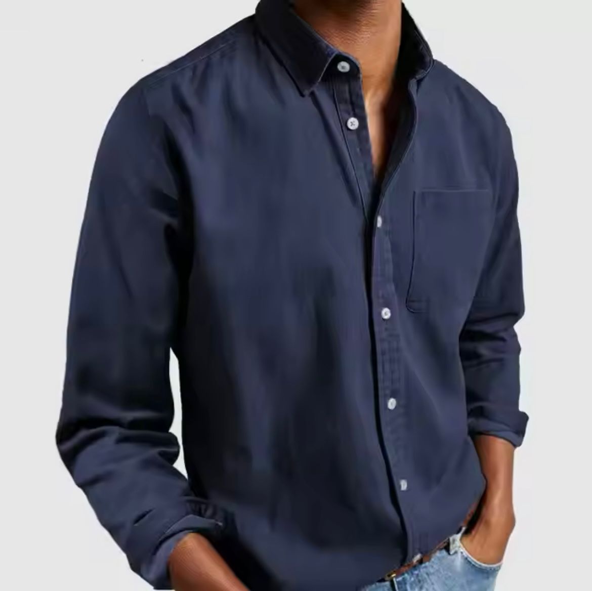 Overhemd met knopen | Casual | Denim | Overhemd met lange mouwen | Herenoverhemd-Boutique Moda
