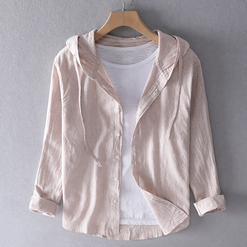Overhemd met knopen | Met capuchon | Ademend | Overhemd met lange mouwen | Herenoverhemd-Boutique Moda