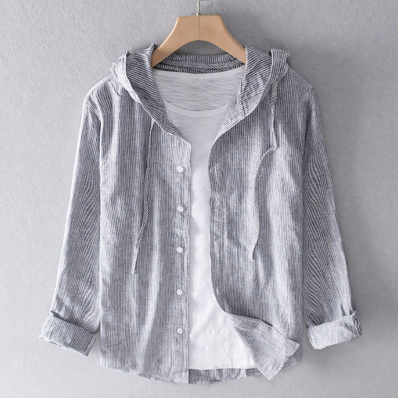 Overhemd met knopen | Met capuchon | Ademend | Overhemd met lange mouwen | Herenoverhemd-Boutique Moda