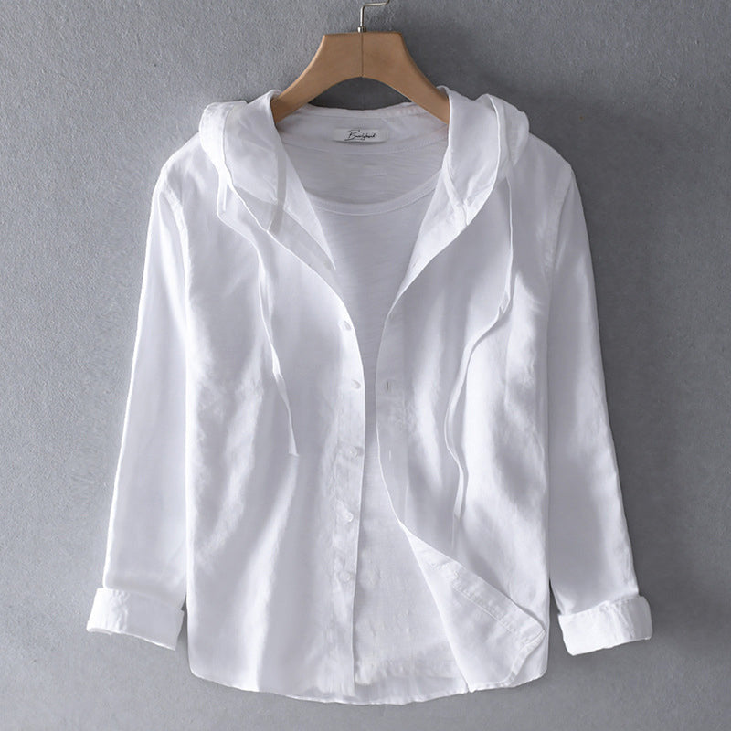 Overhemd met knopen | Met capuchon | Ademend | Overhemd met lange mouwen | Herenoverhemd-Boutique Moda