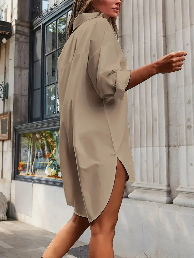 Overhemdjurk | Button-Up | Kraagje | Korte Jurk | Jurk Met Lange Mouwen-Boutique Moda