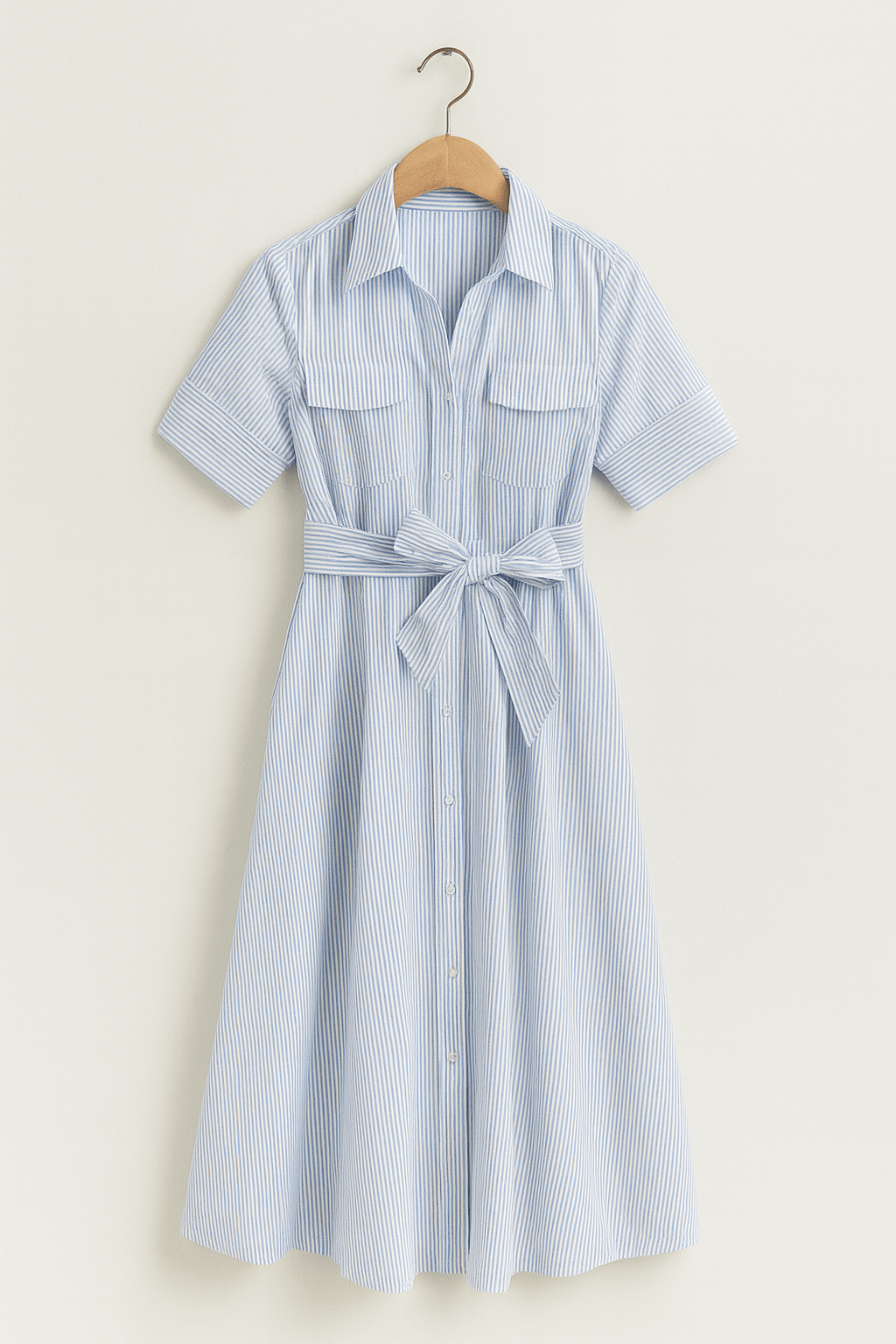 Overhemdjurk - Korte Mouw - Ceintuur - Button-Up Jurk - Midi Jurk-Boutique Moda