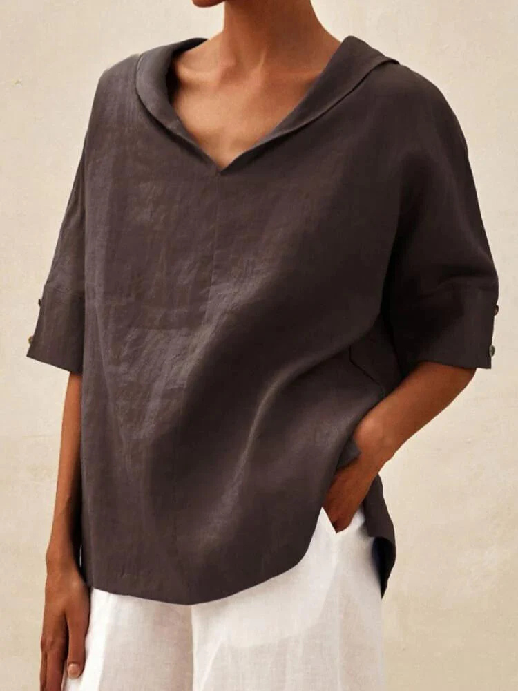 Oversized Blouse - Casual Women's Korte Mouwen Los Pasvorm Blouse-Boutique Moda