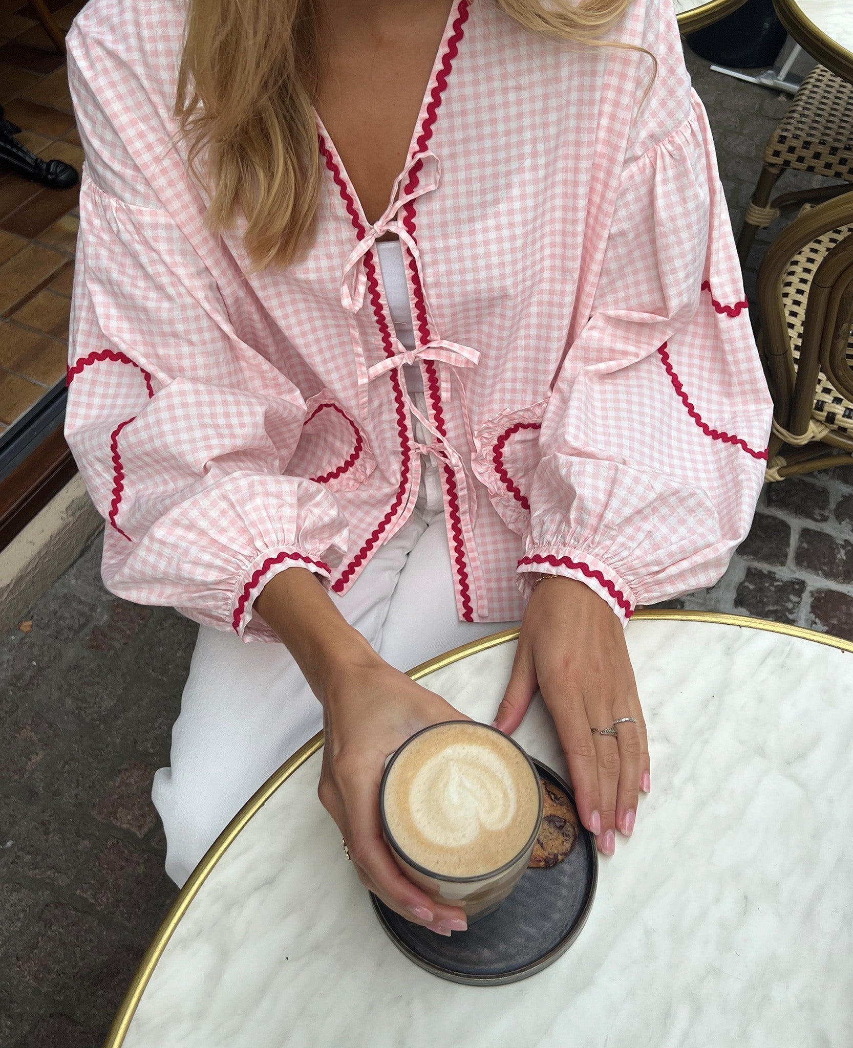 Oversized Blouse - Lange Mouw - Roze - Top met Bandjes Aan De Voorkant - Dameskleding-Boutique Moda